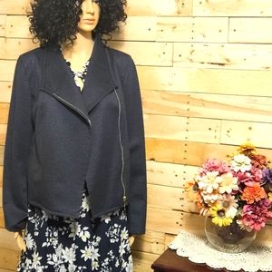 Tommy Hilfiger asymmetric zip moto style sweater jacket